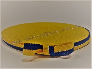 Лента тканевая 2 см UA, желто-темно-синяя